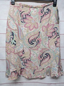 Falda Bloomingdales 100 % seda hasta la rodilla con forro rosa cachemira talla 10 con etiquetas - Imagen 1 de 8