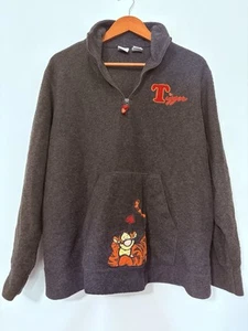 Disney Tigger Fleece Quarter Zip Pullover Dark Gray Size L Large - Picture 1 of 8