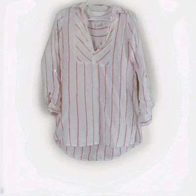 C&C California linen peasant top S stripe beachy coastal tunic boho - Image 1 of 4
