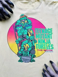 Vintage TMNT Movie T-Shirt 1990 Teenage Mutant Ninja Turtles Kids Sz L Adult XS - Picture 1 of 16