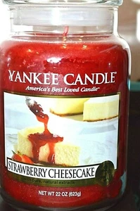 Yankee Candle STRAWBERRY CHEESECAKE 22 oz Large Jar Candle Bakery retired Rare - Picture 1 of 4