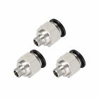 Straight Pneumatic Push To Quick Connect Fittings 1/8Npt X 12Mm Silver Tone 3Pcs