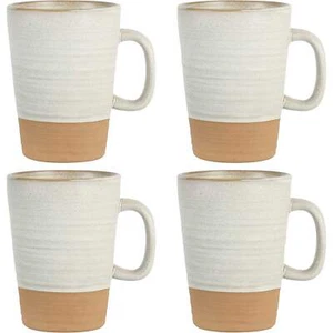Gibson Elite Dreamweaver 4 Stück 17 Unzen Rund Steingut Becher Set in Sandcreme - Bild 1 von 1