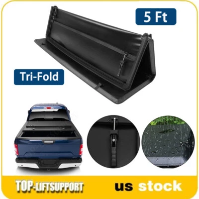 For 2019-2022 Ford Ranger 5 Ft Truck Bed Soft Top Folding Tri-Fold Tonneau Cover - Image 1 of 4