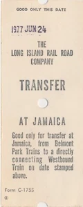 Long Island Rail Road Belmont Park Transfer Ticket Form C175S 6/24/1977 - Picture 1 of 1