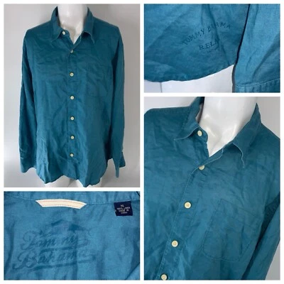 Tommy Bahama Relax Button-Up Shirt Men’s XL Blue 100% Linen YGI O5-63 - Image 1 of 4