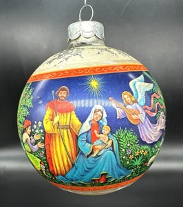 1978 Hallmark Weihnachtsschmuck Joy Of Heaven Is Come Krippe Glaskugel Retro - Bild 1 von 7