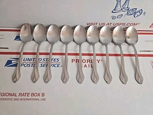 9 Place Oval Soup Spoons Oneida SATIN TRIBECA Stainless USA 6 3/4" - Picture 1 of 11