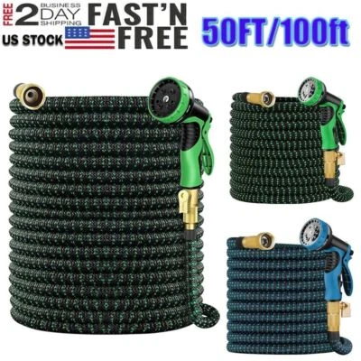 100FT Stronger Deluxe  Expandable Flexible Garden Water Hose W/ Spray Nozzle Gun - Image 1 of 4