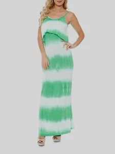 White Mark Women's Tie Dye Overlay Maxi Dress, Green/White, X-Large - Picture 1 of 2