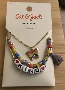 Cat & Jack Girls 3 piece Necklace Fashion Target Exclusive new KIND Butterfly - Picture 1 of 2