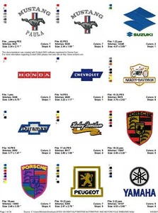 800+ CAR AUTOMOBILE EMBLEMS + RACING LOGOS EMBROIDERY MACHINE DESIGNS USB - Picture 1 of 12