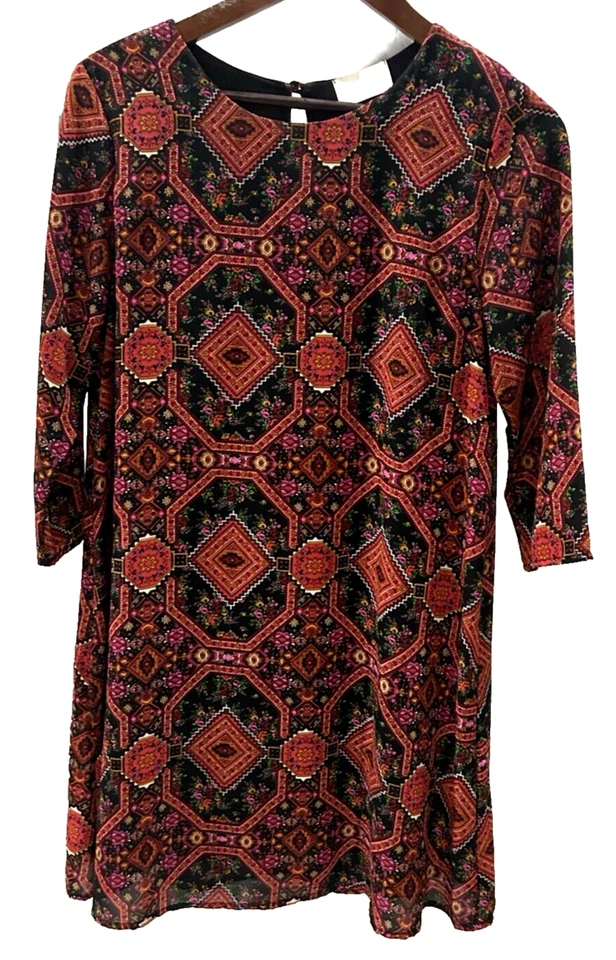 Vestido Vaina Everly Para Mujer Boho Talla Pequeña Geométrico Floral Hippie Arte para Usar Foto 1 de 4