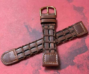 Netzmuster Used Leder & Nylon Kordel 18mm Vintage Uhrenarmband 60er Jahre NOS - Bild 1 von 4