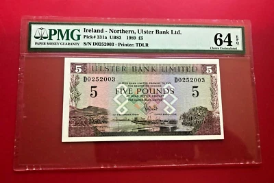 IRELAND - NORTHERN, ULSTER BANK LTD. 1989 5 POUNDS PMG 64 EPQ CHOICE UNCIRCULATE - Image 1 of 2