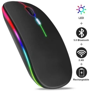 2.4GHz Bluetooth Wireless Optical Mouse USB Rechargeable RGB Office PC Laptop - Picture 1 of 6