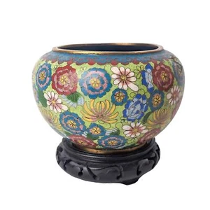 Antique Chinese Cloisonne Lotus Vase - Picture 1 of 7