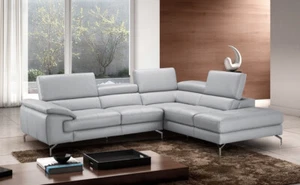 Olivia Premium Leather Sectional Light Grey J&M Furniture - Picture 1 of 6