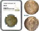AI337, Hungary, Leopold I, 15 Kreuzer 1684 KB, Kremnitz Mint, Silver, NGC MS63