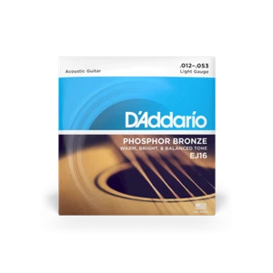 D'Addario EJ16 Phosphor Bronze Light Acoustic Guitar String Pack (12-53) - Picture 1 of 5