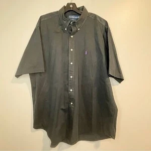 Camicia nera vintage Ralph Lauren da uomo 2XL nero massiccio abbottonata - Foto 1 di 5