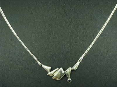 925 Argento Sterling Collier Con Spinello Ricoperto / Vero Argento/43,0cm/5,4g - Immagine 1 di 4