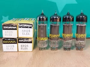 Quad of Sylvania 6BQ5 EL84 Black Plate Vacuum Tubes - Picture 1 of 11
