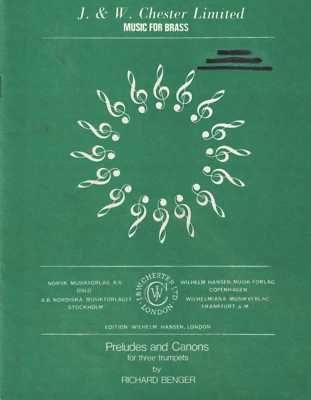 Preludios y cánones para 3 trompetas de Richard Benger - J. & W. Chester Ltd. 1972 Foto 1 de 4