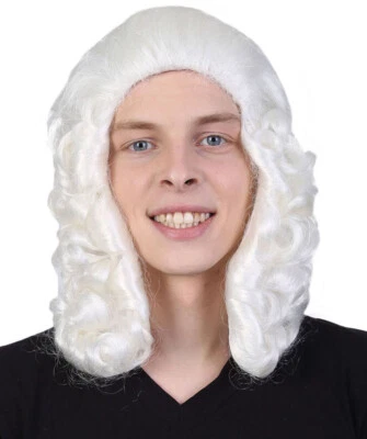 White Judge Colonial Wig - Washington Halloween Costume Cosplay Fancy Dress Hair - Image 1 of 4