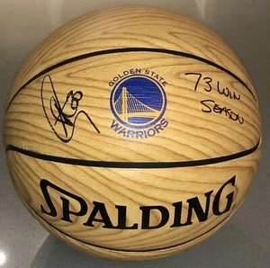 Stephen Curry Signed Inscribed 73 WIN SEASON WOOD GRAIN Basketball STEINER 1/1 - Picture 1 of 6