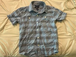 Gap Kids Boy S Striped Chambray Blue Shirt Button Collar Tonal Preppy Dressy 6 7 - Picture 1 of 3