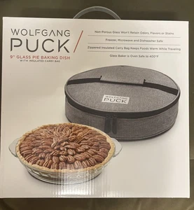 WOLFGANG PUCK 9" Glass Pie Baking Dish W/ Insulated Carry Bag *Brand New in box* - Picture 1 of 2