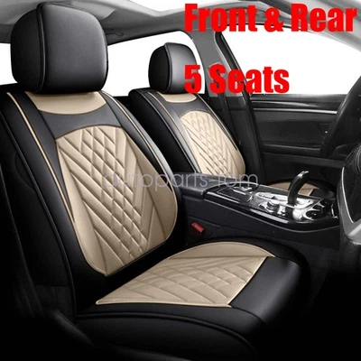 Full Surround Set Car 5-Seat Cover Leather Cushion Cover Fits Mercedes Benz Tan - Image 1 of 4
