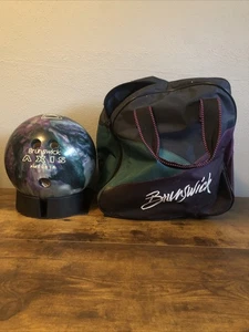 Brunswick Axis Bowling Ball 10.5 lb Purple Green Sparkle Drilled AML0616 Vintage - Picture 1 of 5