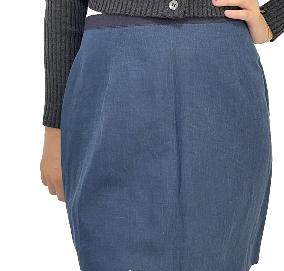 Falda Vintage Años 90 Jean Paul Gaultier Azul IT44 Lino Seda Foto 1 de 4