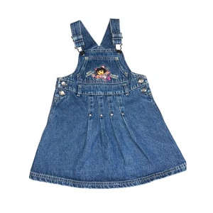 Vintage y2K Dora the Explorer character embroidered denim overall dress girl 4T - Picture 1 of 9