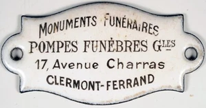 Insegna smaltata francese targa pompe funebres generales funerali becchino muratura - Foto 1 di 2