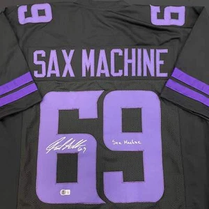 Jared Allen Autographed Inscribed Blackout Pro-Style Sax Machine Jersey Vikings - Picture 1 of 3