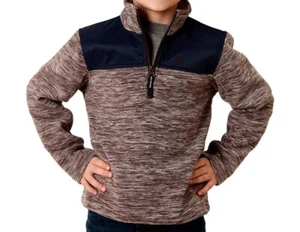 Roper Western Sweatshirt Boys Fleece Logo Brown 03-397-0692-6164 BR - Picture 1 of 2