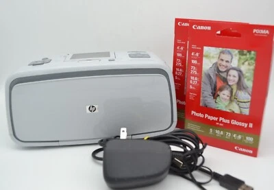 Lot HP Photosmart A612 Portable Inkjet Photo Printer 2.4" & Canon Glossy Paper - Image 1 of 4