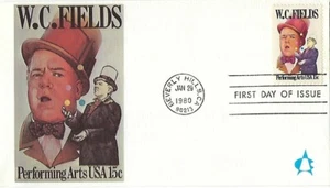 3 '80 FDCs W.C. Fields on 3 Cachets SC#1803, 3 '81 FDCs George Mason SC#1858 - Picture 1 of 8