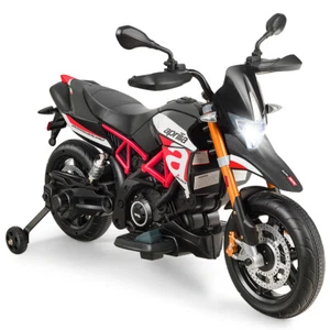 Aprilia Licensed 12V Kids Ride-On Motorcycle Motor Bike w/ Training Wheels Red - Picture 1 of 12