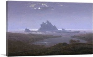 ARTCANVAS Rocky Reef on the Seashore Canvas Art Print by Caspar David Friedrich - Picture 1 of 11