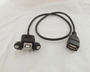 USB 2.0 B Female Socket Panel Mount To USB A Female Jack Extension Cable 20inch - Picture 1 of 5