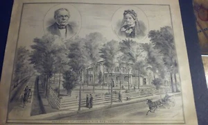 Rare 1879 Print Art Engraving: Residence of THOMAS A. RICE ESQ. Fairfield NY - Picture 1 of 10