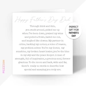 Personalised Special Father's Day Card For Dad Grandad Stepdad Father's Day Poem - Picture 1 of 5