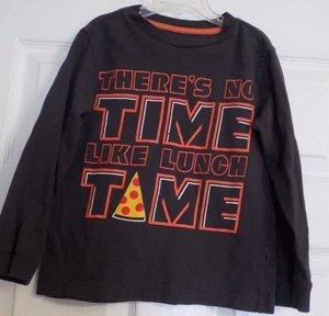 Camisa gris manga larga para niño talla 5 niños no hay tiempo como la hora del almuerzo pizza - Imagen 1 de 4