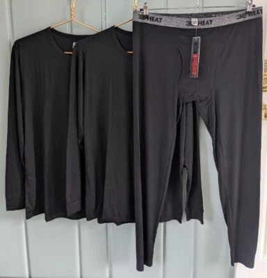 32 Degrees Mens XL Lot 3 Base Layer Shirt Long Sleeve Long John Pant Heat Black - Image 1 of 4