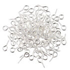100pcs Mini Eye Pins Eyepins Hooks Eyelets Screw Threaded Silver 8x4mm