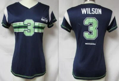 Camiseta Seattle Seahawks Russel Wilson #3 Meninas Tamanho G (14) ou XL (16) C1 4095 - Imagem 1 de 3